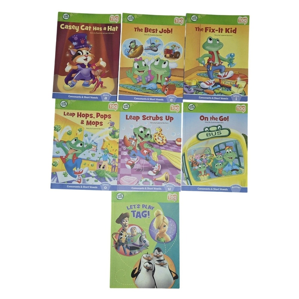 LeapFrog Tag Early Reading Books Lot of 7 Short Vowels + Review Phonics